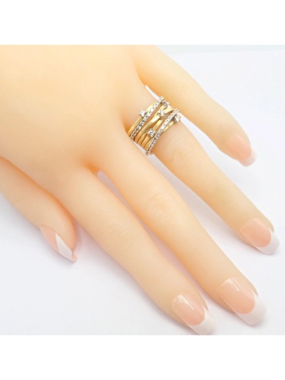 Authentic! Marco Bicego 18k Yellow White Gold Diamond 7 Row Goa Ring sz 6.5 - Picture 4 of 14